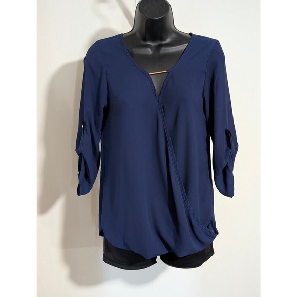 Rue21 Tops - Rue21 Navy Blue Crossover Drape 3/4 Sleeve Loose Fit Blouse- Size XSmall